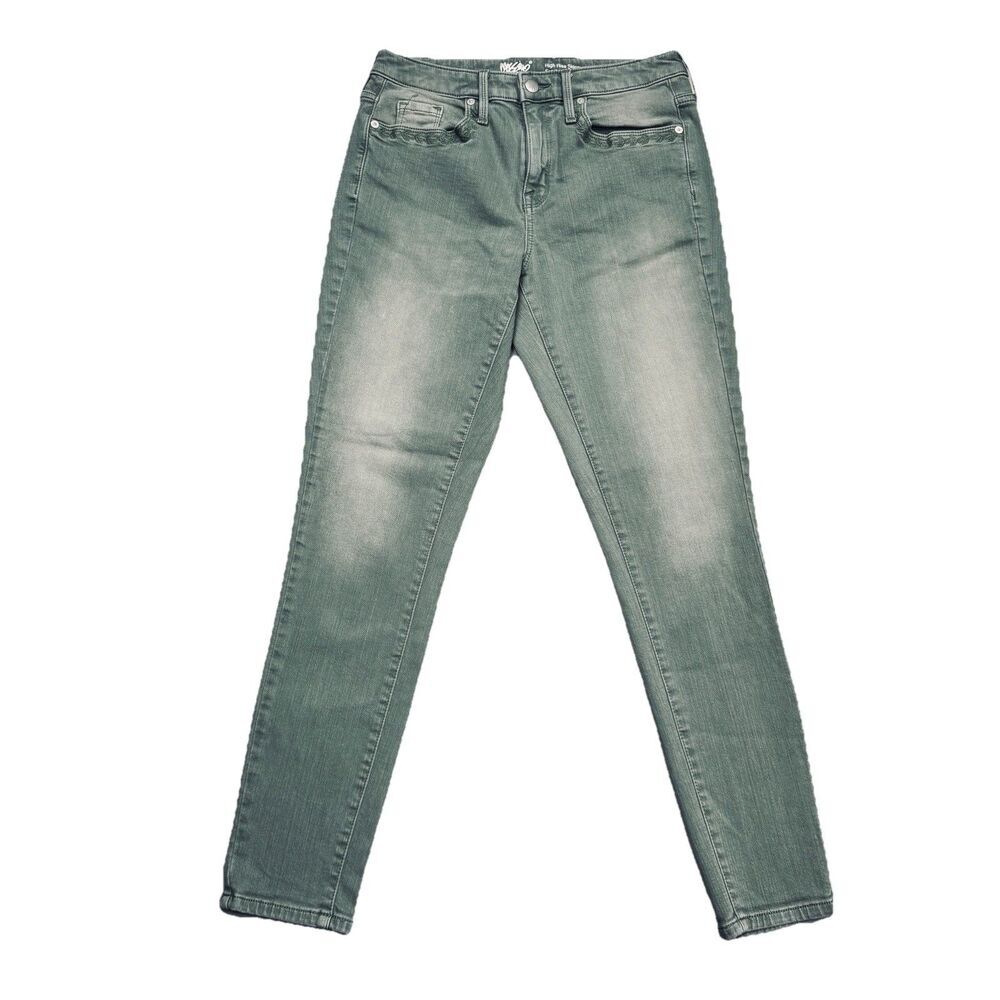 Mossimo High Rise Skinny Jeans 6 (28 x 27.5) Green Power Stretch Denim Womens